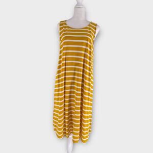 Old Navy Yellow Striped Sleeveless Knit Swing Dress Summer Size XL Tall